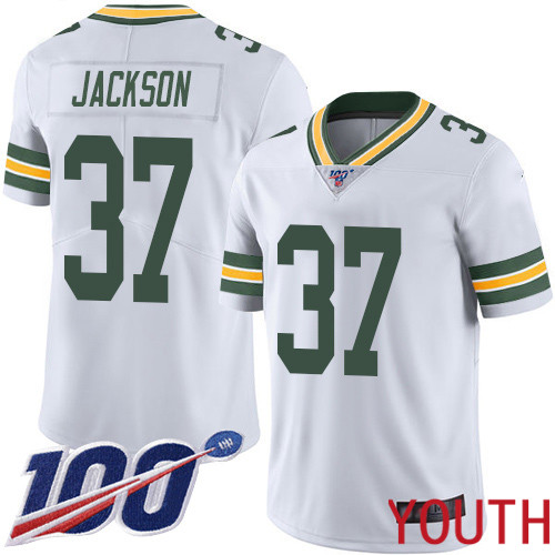 Green Bay Packers Limited White Youth #37 Jackson Josh Road Jersey Nike NFL 100th Season Vapor Untouchable->youth nfl jersey->Youth Jersey